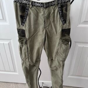 Free People Button Fly Cargo Pants in olive with amazing detail.